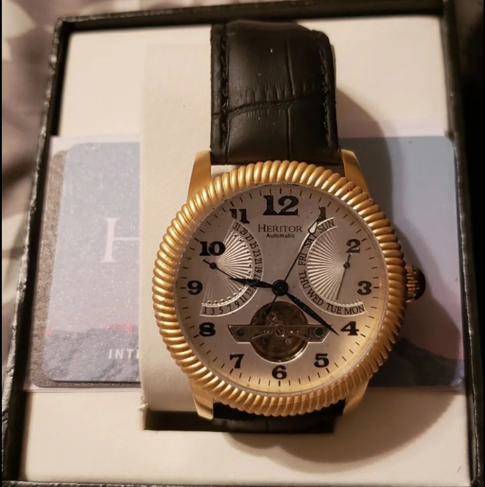 Heritor Men's Semi-Skeleton Piccard Watch